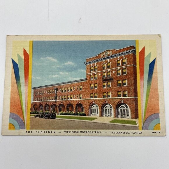 Vintage Tallahassee FL Postcard The Floridian View From Monroe St Linen Unposted - Picture 1 of 6